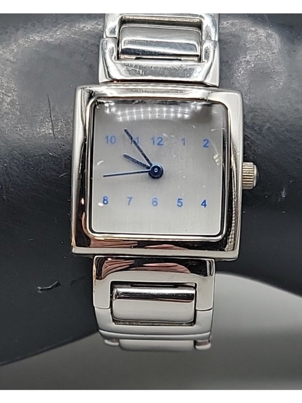 Vintage Android USA OKO Designs Square Silver Tone Women's Watch 22mm 6.5" 1990s